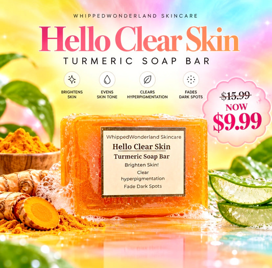 Hello Clear Skin Turmeric Soap with Aloe – Natural Brightening & Clears Blemishes for Face and Body | Fades Acne Scars & Evens Complexion