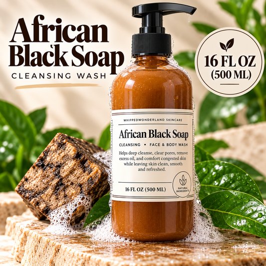 African Black Soap Face & Body Cleansing Wash – Clear Acne, Fade Dark Spots & Nourish Skin