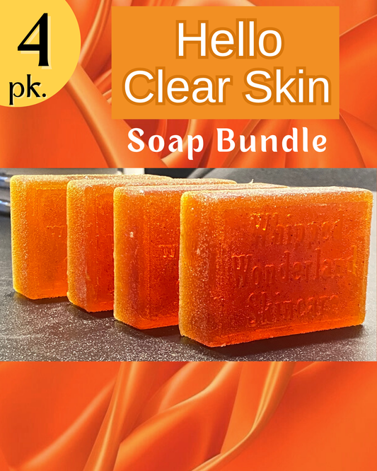 Hello Clear Skin Turmeric Soap 4-Pack | Natural Brightening Soap for Dark Spots & Glowing Skin