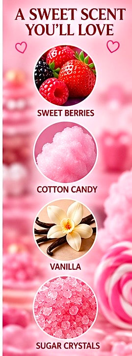 Pink Sugar Shimmer Teddy Bear Body Oil 8oz | Moisturizing Body Glow Oil, Sweet Cotton Candy & Vanilla Scent, Pink Glitter Shimmer