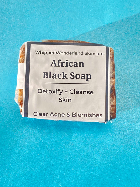 African Black Soap Bar by Whippedwonderland Skincare for face and body cleansing
