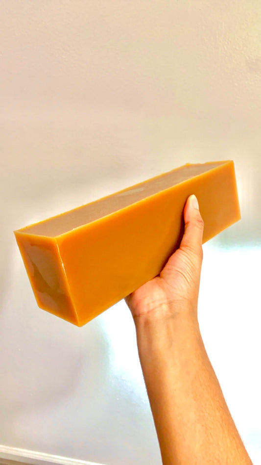 Wholesale Aloe Vera Turmeric Soap Loaf by Whippedwonderland Skincare, displayed as a full uncut soap loaf